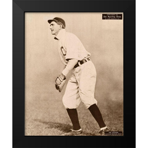 Joe Jackson, Cleveland American League, 1880 Black Modern Wood Framed Art Print by Leopold Morse Goulston Baseball Collection,