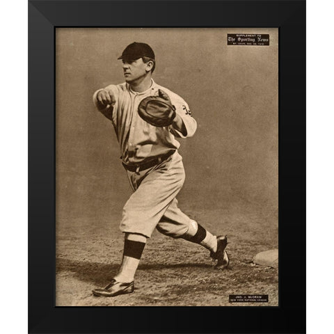 John J. Mcgraw, New York National League, 1880 Black Modern Wood Framed Art Print by Leopold Morse Goulston Baseball Collection,