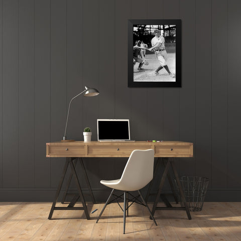 Baseball Game in Progress, 1910s Black Modern Wood Framed Art Print by Harris and Ewing Collection