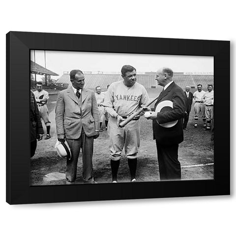 Babe Ruth, 1928 Black Modern Wood Framed Art Print by Harris and Ewing Collection
