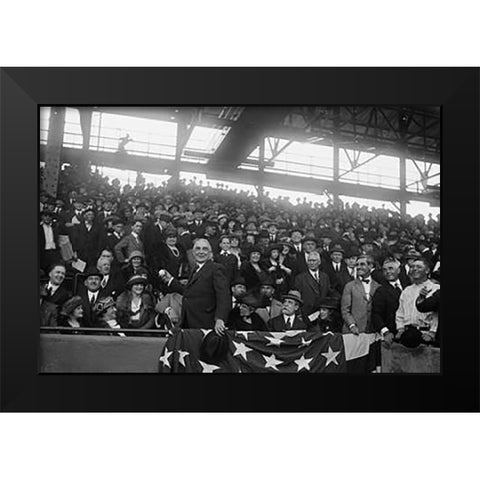 President Harding at Baseball Game, Washington Black Modern Wood Framed Art Print by Harris and Ewing Collection