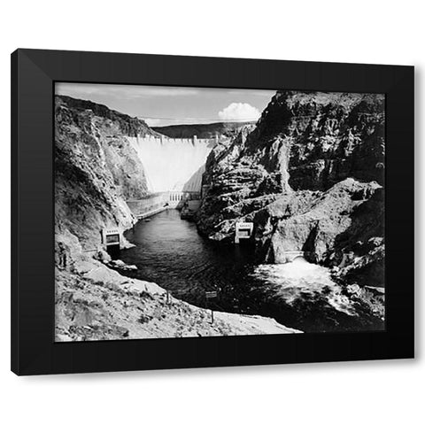 Hoover Dam from Across the Colorado River - National Parks and Monuments, 1941 Black Modern Wood Framed Art Print by Adams, Ansel