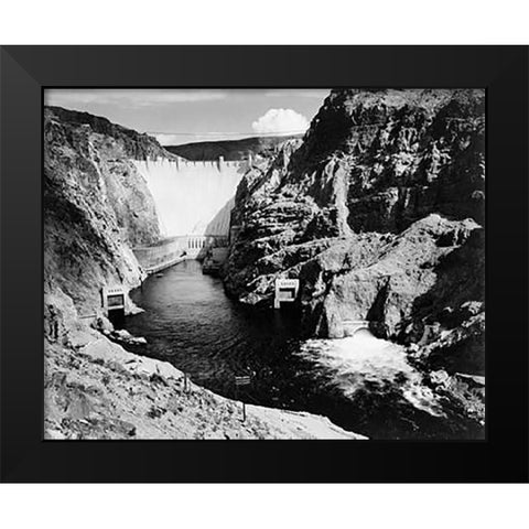 Hoover Dam from Across the Colorado River - National Parks and Monuments, 1941 Black Modern Wood Framed Art Print by Adams, Ansel