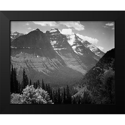 Snow Covered Mountains, Glacier National Park, Montana - National Parks and Monuments, 1941 Black Modern Wood Framed Art Print by Adams, Ansel