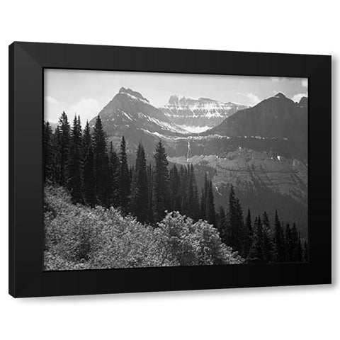 Trees, Bushes and Mountains, Glacier National Park, Montana - National Parks and Monuments, 1941 Black Modern Wood Framed Art Print with Double Matting by Adams, Ansel