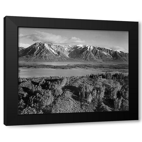 View across river valley, Grand Teton National Park, Wyoming, 1941 Black Modern Wood Framed Art Print by Adams, Ansel