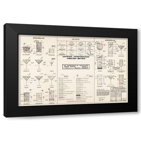 The Cocktail Construction Chart, U.S. National Forest Service, 1974 Black Modern Wood Framed Art Print by Ketcham, Cleve Red"