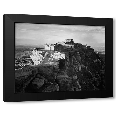 Full view of the city on top of mountain, Walpi, Arizona, 1941 Black Modern Wood Framed Art Print by Adams, Ansel