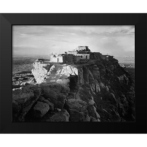 Full view of the city on top of mountain, Walpi, Arizona, 1941 Black Modern Wood Framed Art Print by Adams, Ansel