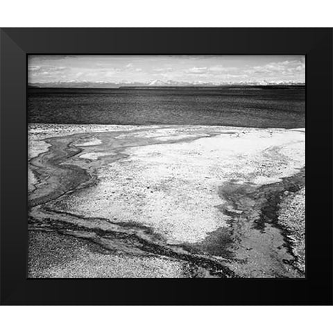Yellowstone Lake - Hot Springs Overflow, Yellowstone National Park, Wyoming, ca. 1941-1942 Black Modern Wood Framed Art Print by Adams, Ansel