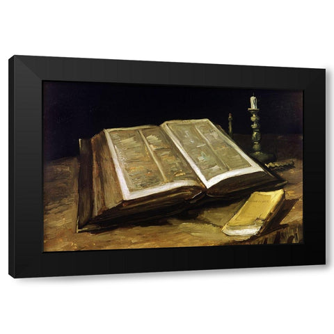 Custom Crop - The Bible: Still Life Black Modern Wood Framed Art Print with Double Matting by Van Gogh, Vincent