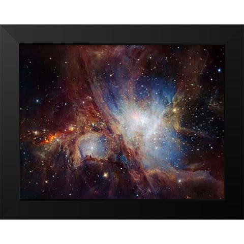 Deep infrared view of the Orion Nebula from HAWK-I Black Modern Wood Framed Art Print by Drass, H.