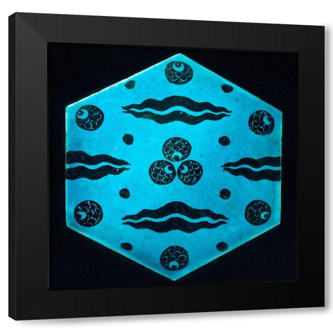 Blue Hexagonal Tile Black Modern Wood Framed Art Print by Artisan, Unknown 17th Century Syrian