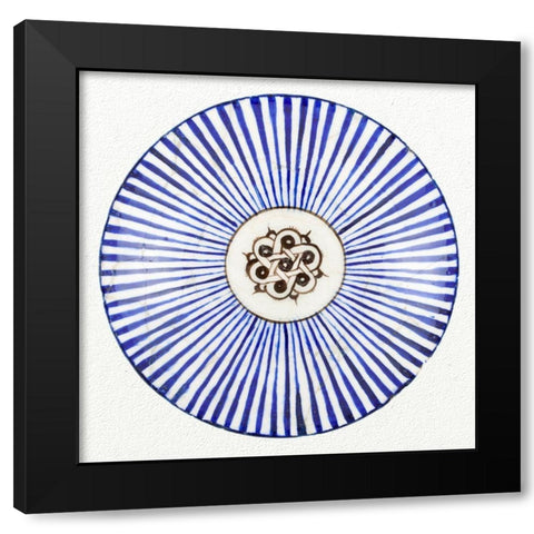 Blue Striped Bowl Black Modern Wood Framed Art Print by Artisan, Unknown 13th Century Persian