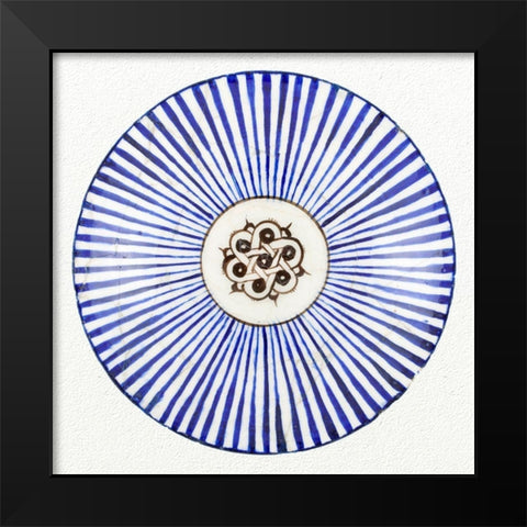 Blue Striped Bowl Black Modern Wood Framed Art Print by Artisan, Unknown 13th Century Persian