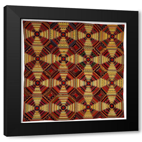 Quilt, Log Cabin Pattern, Pineapple variation Black Modern Wood Framed Art Print by Needleworker, Unknown 19th Century American