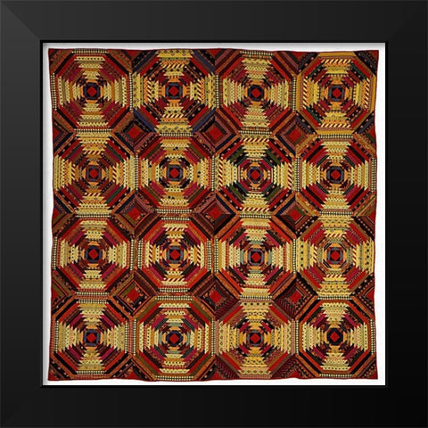 Quilt, Log Cabin Pattern, Pineapple variation Black Modern Wood Framed Art Print by Needleworker, Unknown 19th Century American