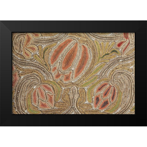 Needle Lace Flowers Black Modern Wood Framed Art Print by Needleworker, Unknown 17th Century European