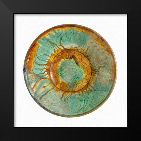 Green and Brown Bowl Black Modern Wood Framed Art Print by Artisan, Unknown 10th Century Persian