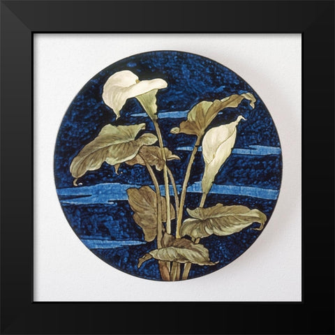 Charger - Calla Lily Pattern Black Modern Wood Framed Art Print by Artisan, Unknown 19th Century American