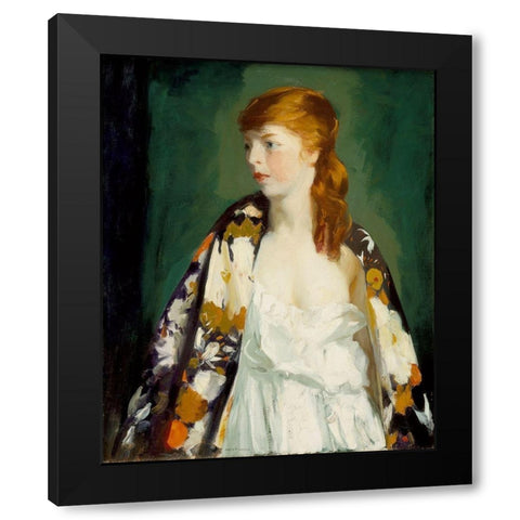 Edna Black Modern Wood Framed Art Print with Double Matting by Henri, Robert