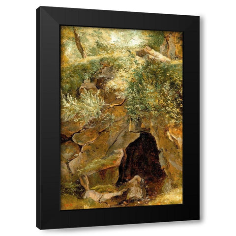 The Cave Black Modern Wood Framed Art Print by Rousseau, Pierre Etienne Theodore