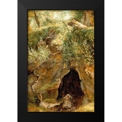 The Cave Black Modern Wood Framed Art Print by Rousseau, Pierre Etienne Theodore