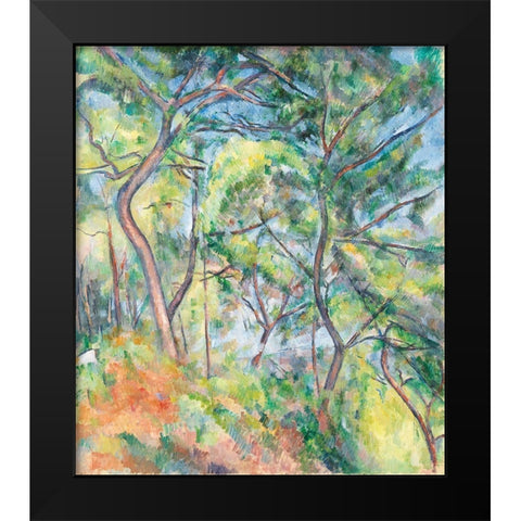 Sous-Bois Black Modern Wood Framed Art Print by Cezanne, Paul