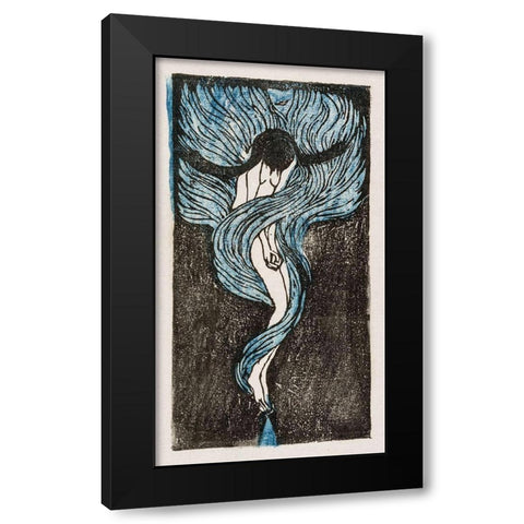Meloncholy Black Modern Wood Framed Art Print with Double Matting by Kiyokichi, Tanaka