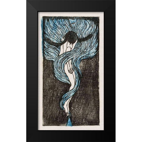 Meloncholy Black Modern Wood Framed Art Print by Kiyokichi, Tanaka