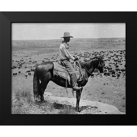 A Texas cowboy, 1907 Black Modern Wood Framed Art Print by Smith, Erwin
