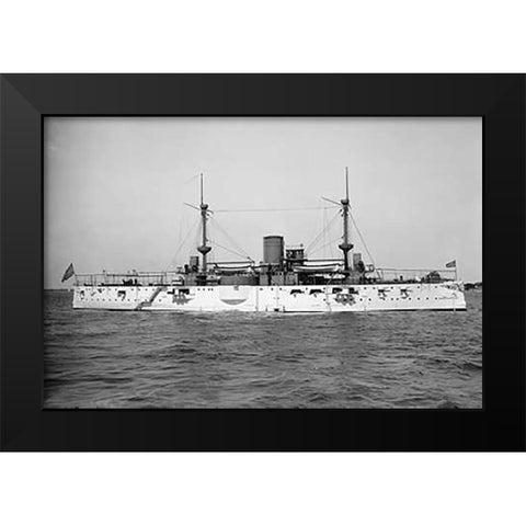 USS Texas, 1895 Black Modern Wood Framed Art Print by Hart, Edward
