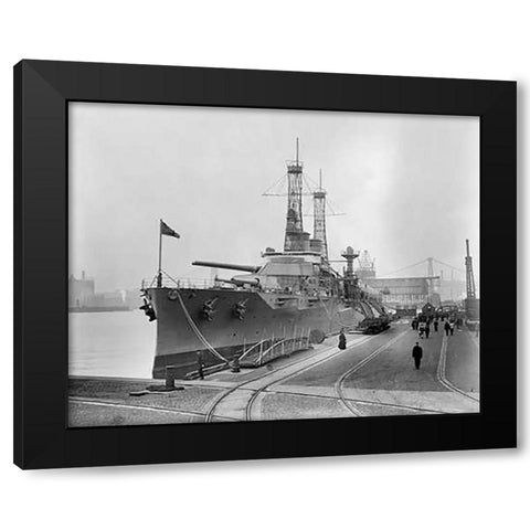 Battleship Texas in the Shipyard, ca. 1911 Black Modern Wood Framed Art Print by Bain News Svc.
