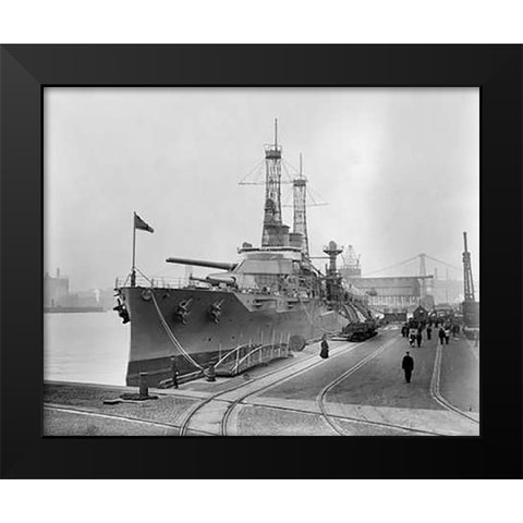 Battleship Texas in the Shipyard, ca. 1911 Black Modern Wood Framed Art Print by Bain News Svc.