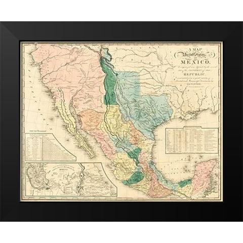 A map of the United States of Mexico : as organized and defined by the several acts of the Congress  Black Modern Wood Framed Art Print by Tanner, Henry Schenck