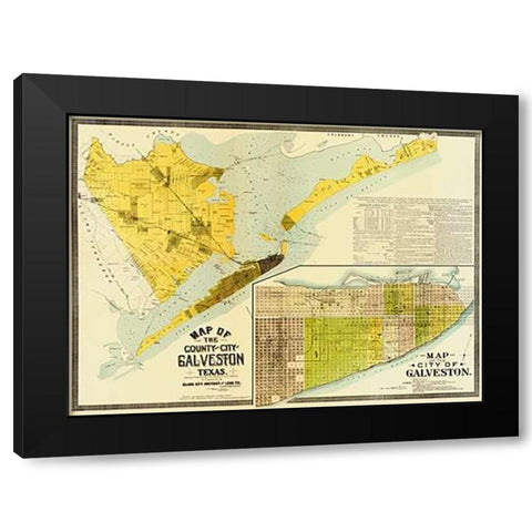 Map of the county and city of Galveston, Texas, 1891 Black Modern Wood Framed Art Print with Double Matting by Island City Abstract and Loan Co.