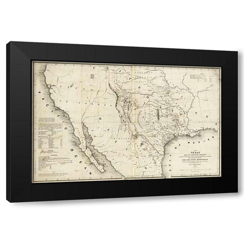 Map of Texas and the countries adjacent, 1844 Black Modern Wood Framed Art Print by H. Emory, William H., Emory, William