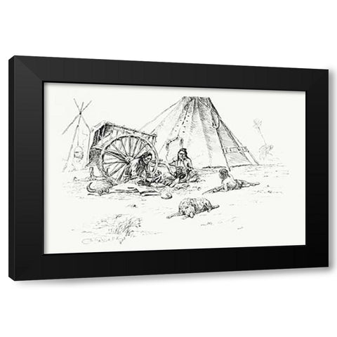 The Last of the Buffalo, 1899 Black Modern Wood Framed Art Print by Russell, Charles