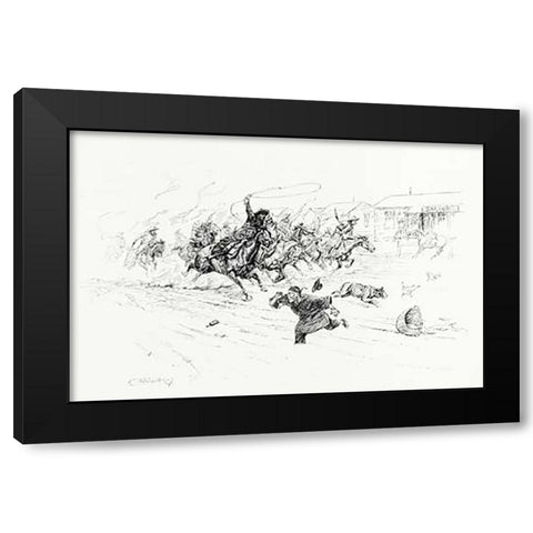 Painting the Town, 1899 Black Modern Wood Framed Art Print by Russell, Charles