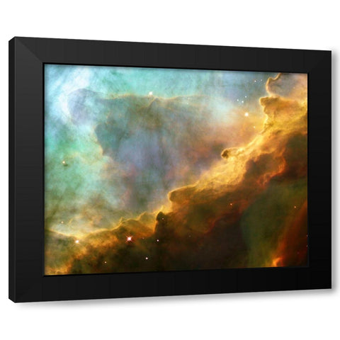 Omega Nebula (M17) Black Modern Wood Framed Art Print with Double Matting by NASA