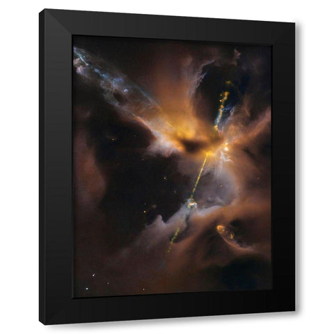 A Newborn Star Shoots Twin Jets Out Into Space Black Modern Wood Framed Art Print by NASA