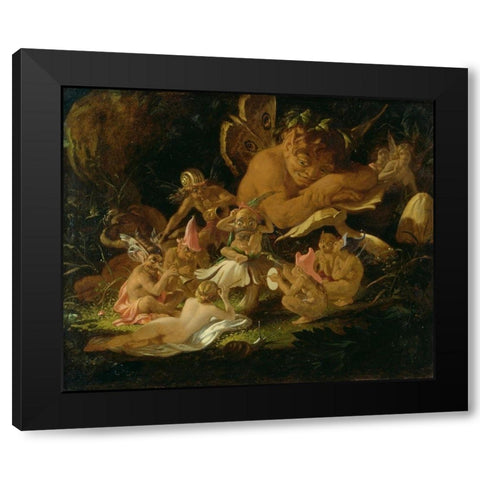 Puck and the Fairies from A Midsummer Nights Dream Black Modern Wood Framed Art Print by Paton, Sir Joseph Noel