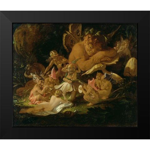 Puck and the Fairies from A Midsummer Nights Dream Black Modern Wood Framed Art Print by Paton, Sir Joseph Noel