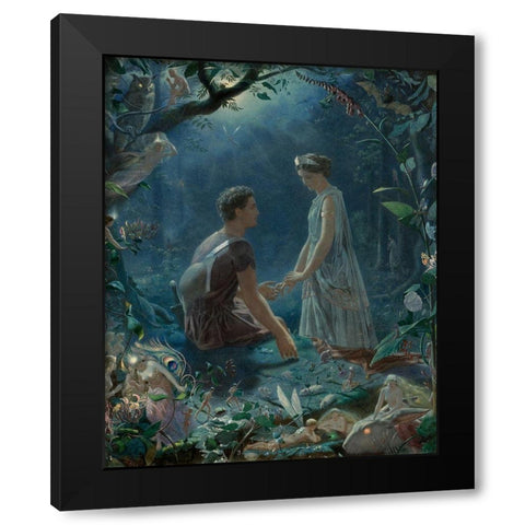 A Midsummer Nights Dream - Hermia and Lysander Black Modern Wood Framed Art Print by Simmons, John