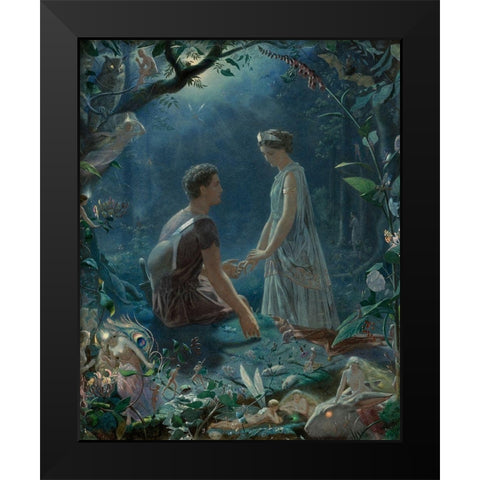 A Midsummer Nights Dream - Hermia and Lysander Black Modern Wood Framed Art Print by Simmons, John