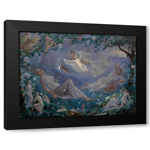 Scene from A Midsummer Nights Dream Black Modern Wood Framed Art Print with Double Matting by Simmons, John