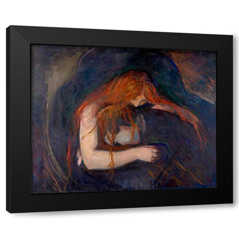 Vampire, 1895 Black Modern Wood Framed Art Print by Munch, Edvard