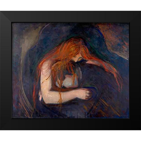 Vampire, 1895 Black Modern Wood Framed Art Print by Munch, Edvard