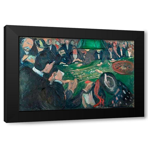 At the Roulette Table in Monte Carlo, 1892 Black Modern Wood Framed Art Print with Double Matting by Munch, Edvard