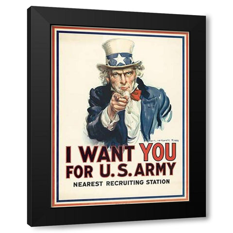 I want you for U.S. Army, c. 1917 Black Modern Wood Framed Art Print with Double Matting by Flagg, James Montgomery